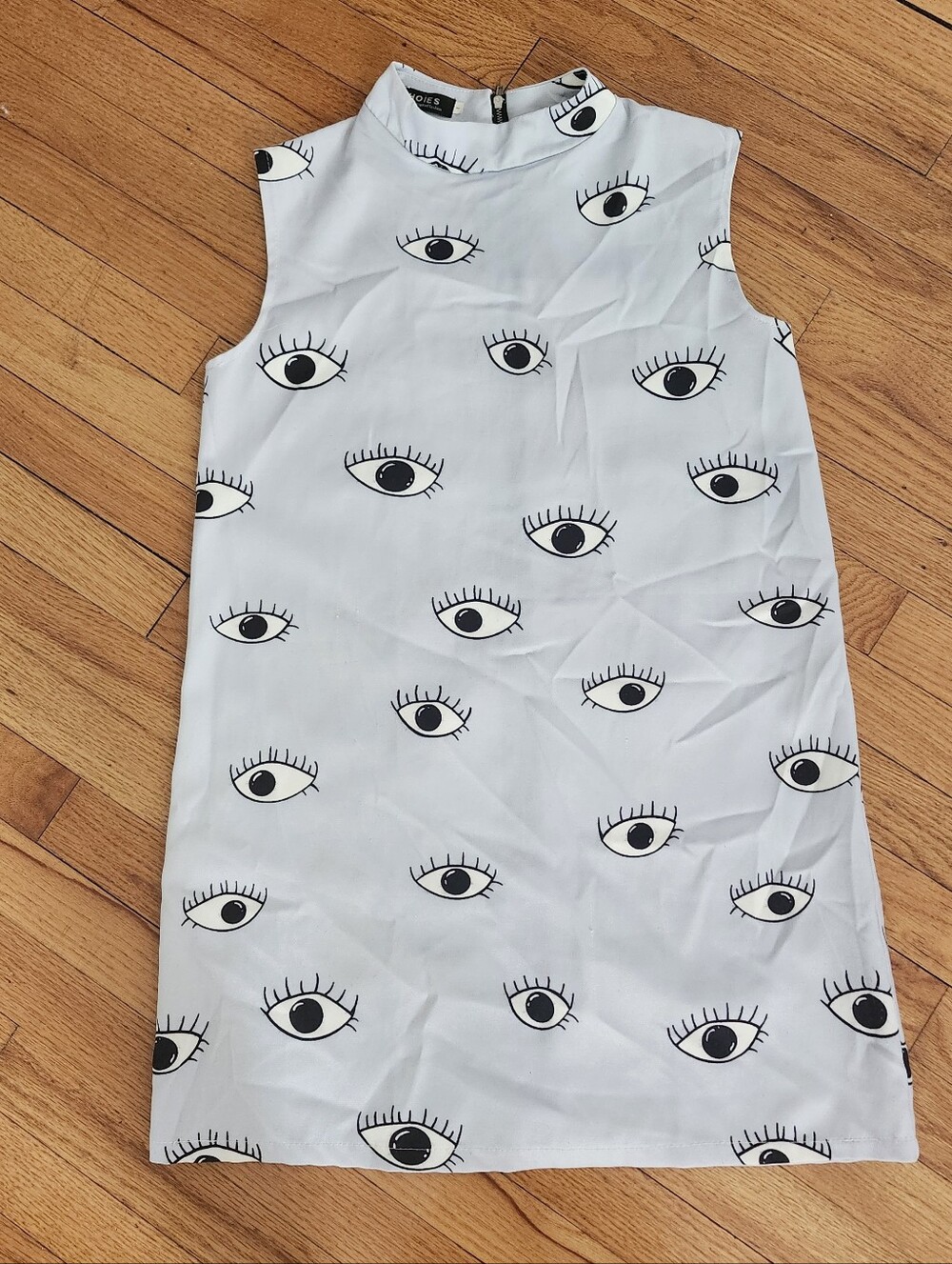 Choies Eye Print A-Line Mini Dress in Light Blue and Black